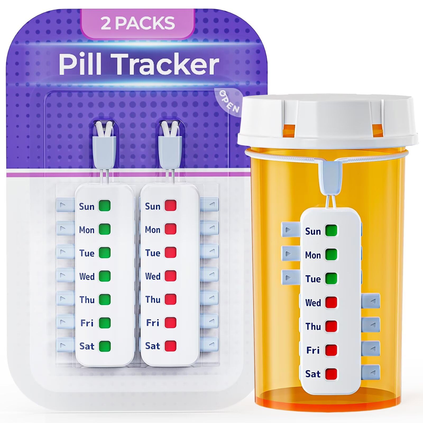 FEATY recordatorio de píldoras para botellas, compacto y práctico para casa o viaje