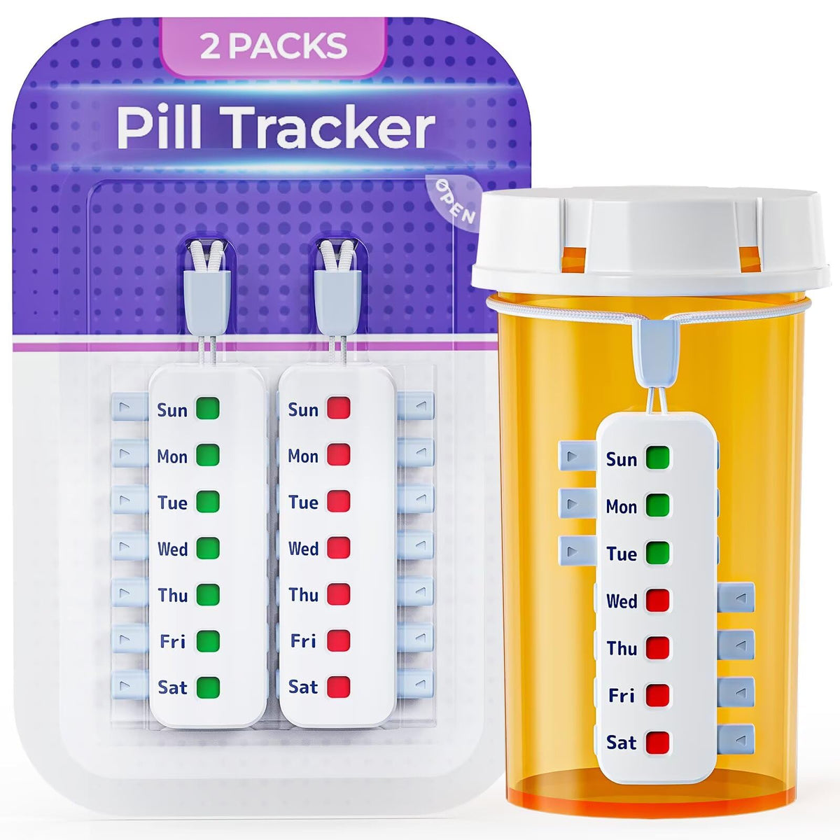 FEATY recordatorio de píldoras para botellas, compacto y práctico para casa o viaje