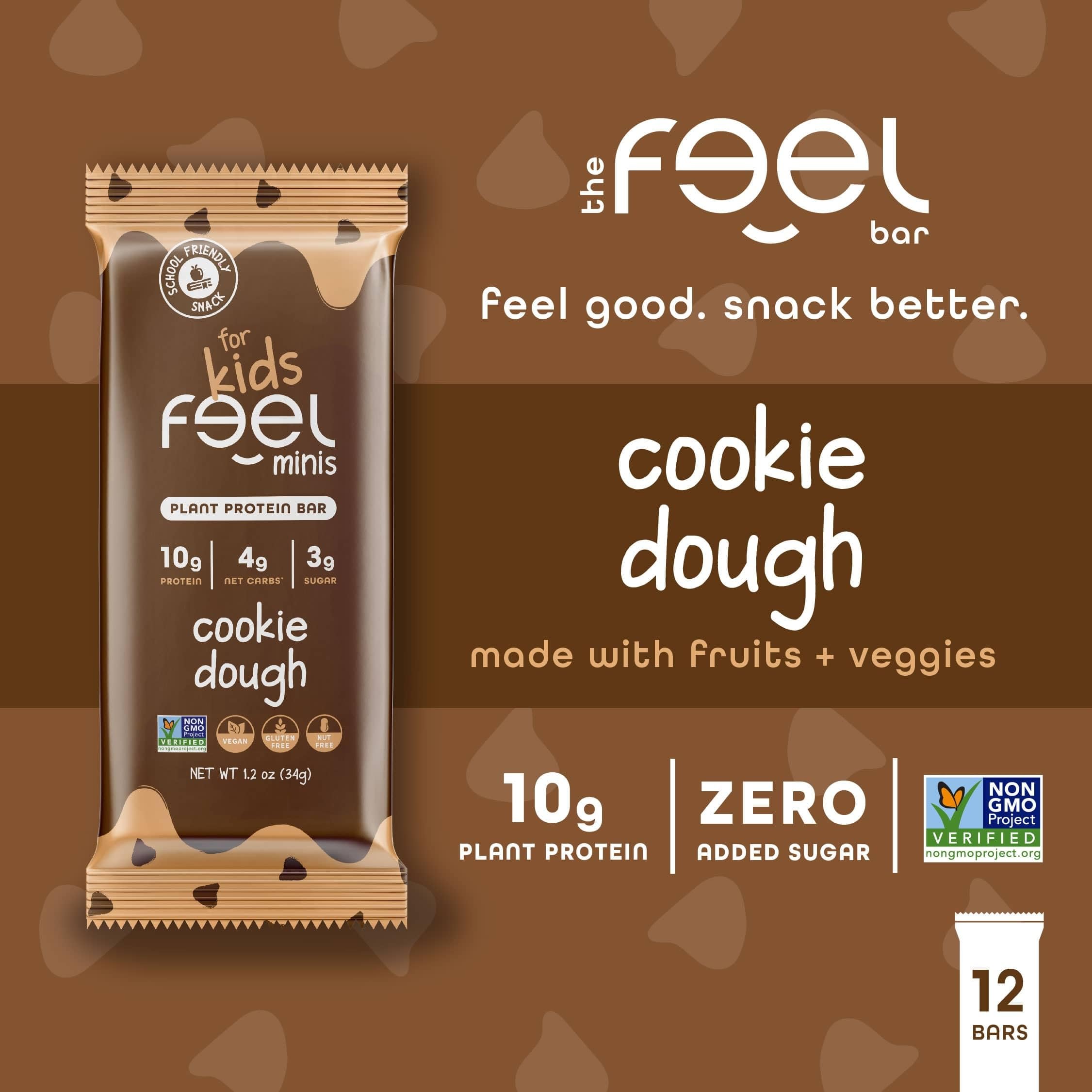 La etiqueta de FEEL Bar Minis muestra ingredientes orgánicos