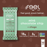Feel Vegan Bar mentas con chispas de chocolate, enfoque y sabor para sostener tu día.