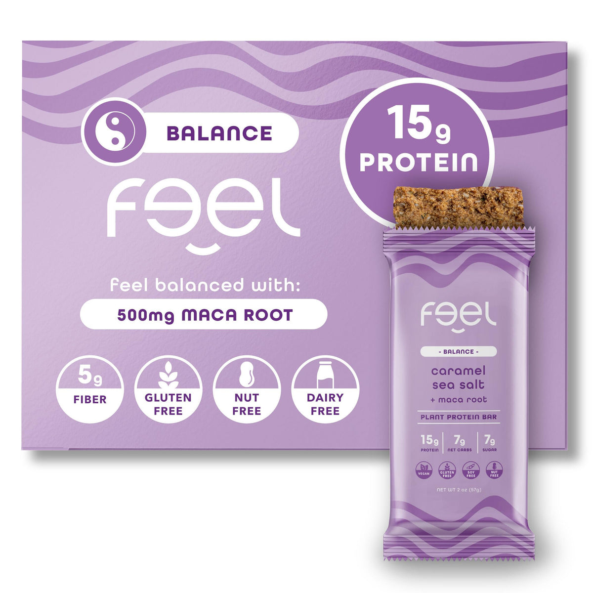 Barras FEEL proteina vegetal y maca, snack energizante para el día