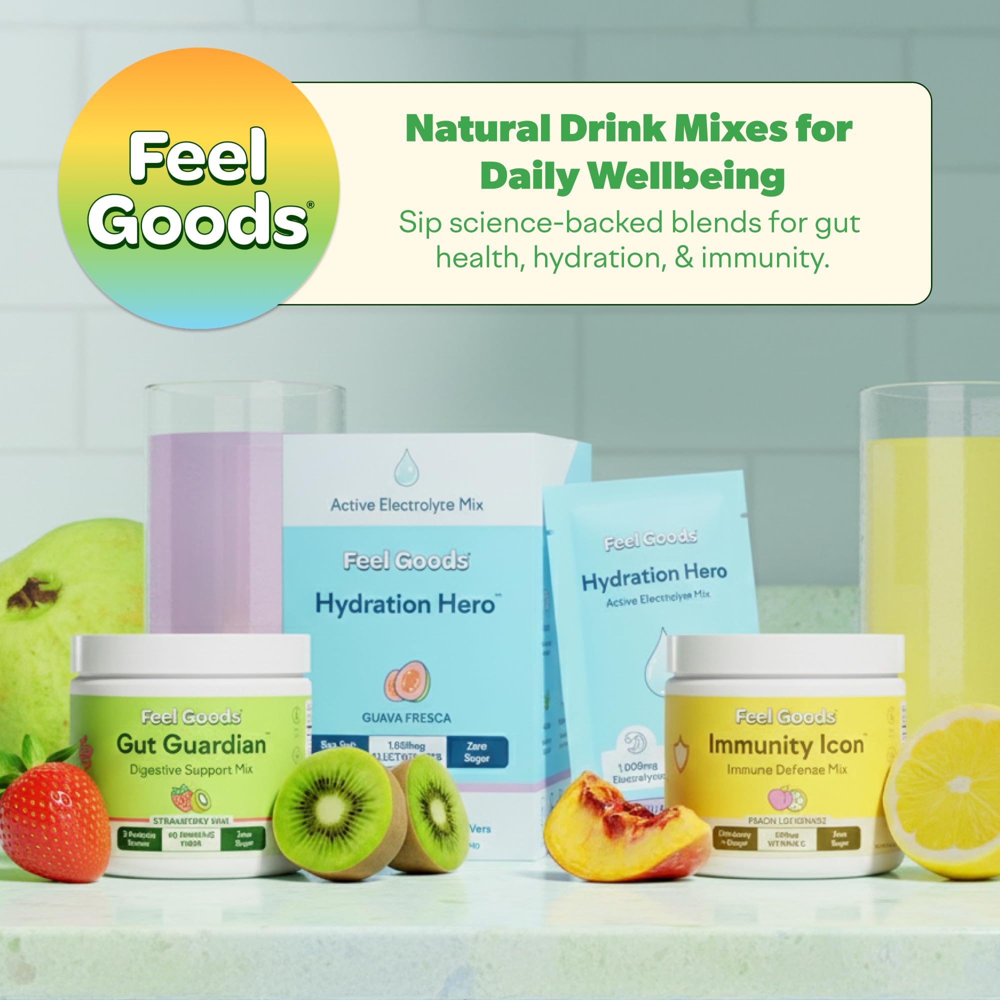 Feel Goods Gut Guardian: sabor mango orgánico ideal para mezclar en tu bebida.