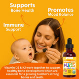 Feel Great Vitamina D3 K2: niño tomando la dosis con facilidad.