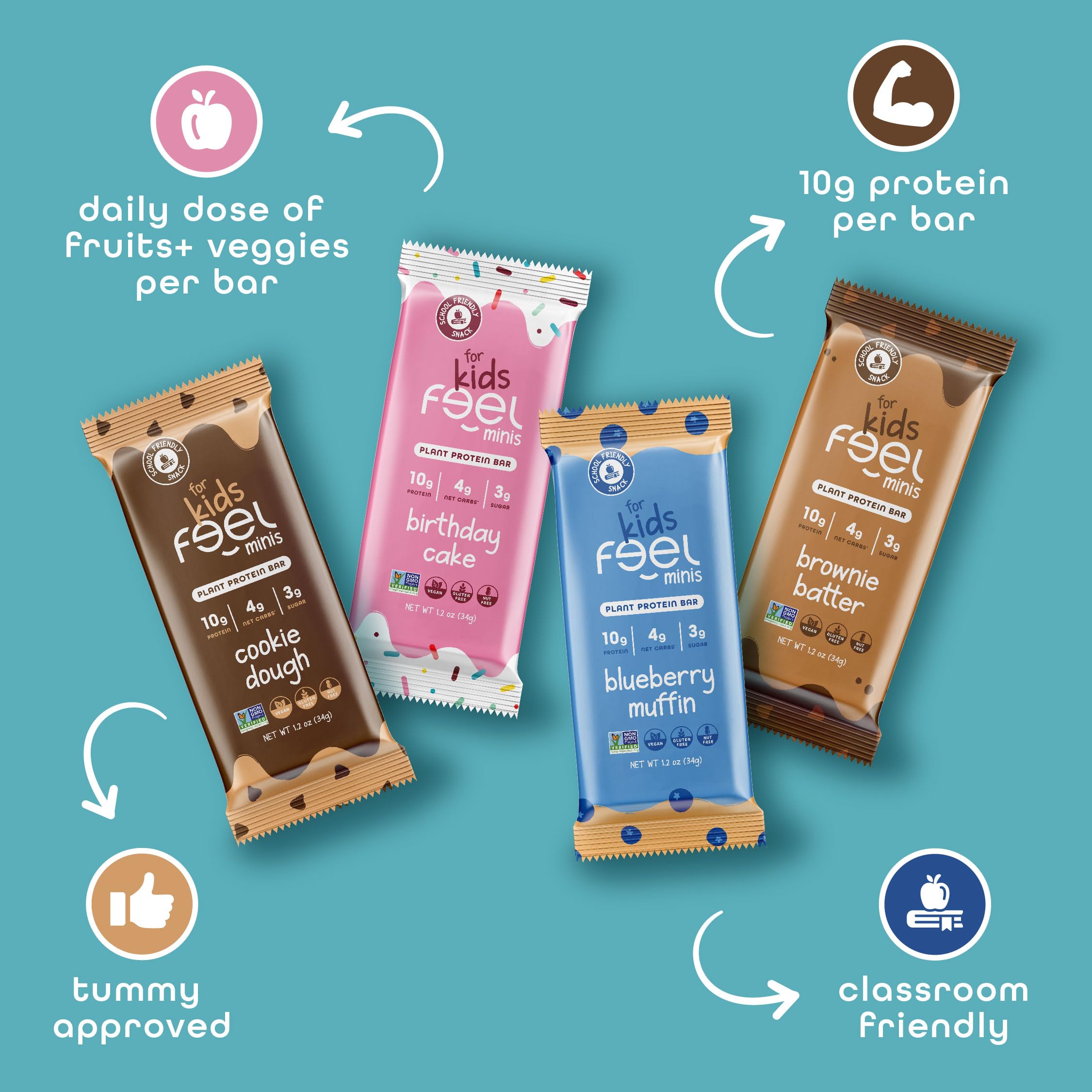 FEEL ninos barras proteina minis 10g: impulso limpio para actividades escolares.