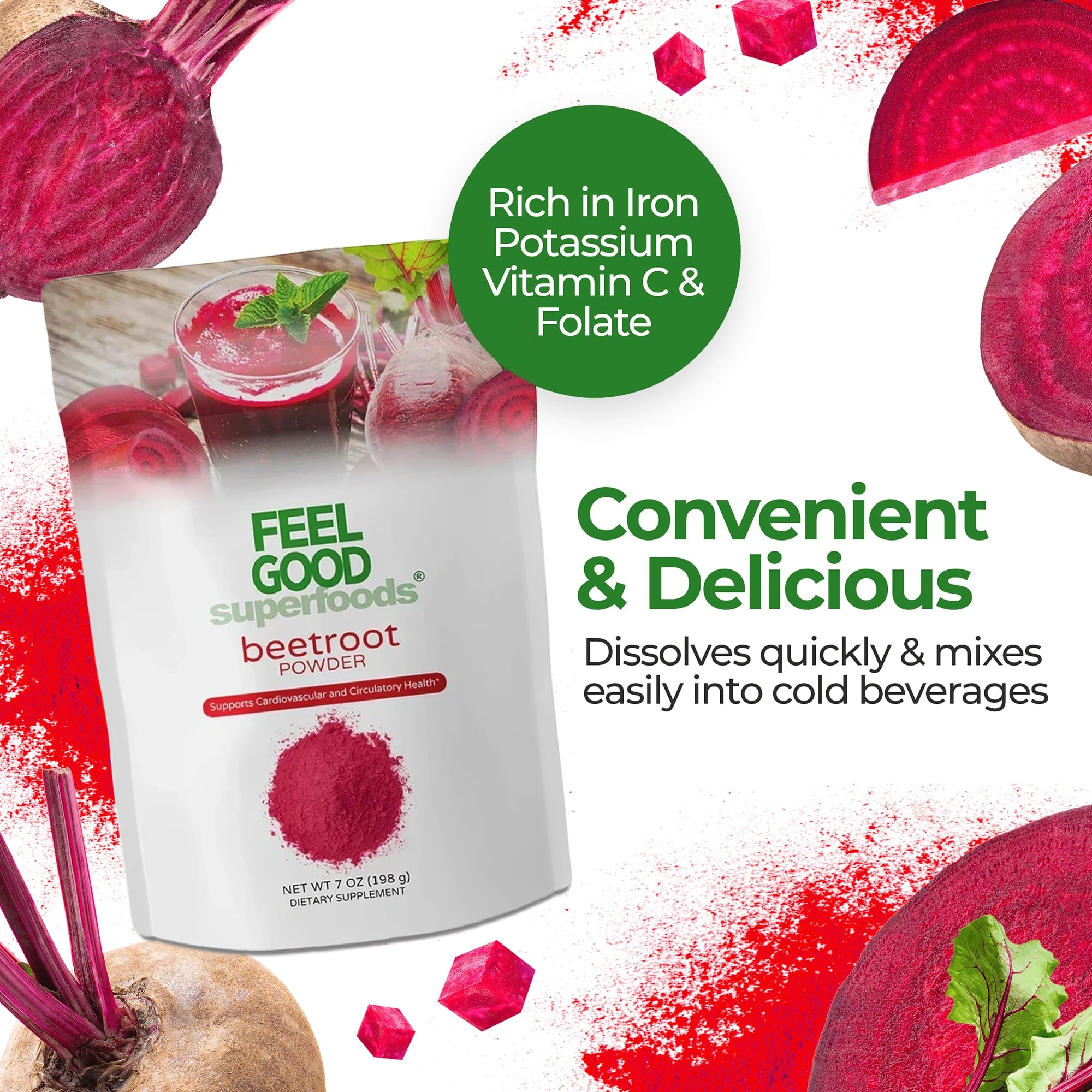 FEEL GOOD Remolacha para cocinar y batidos, color rojo intenso.