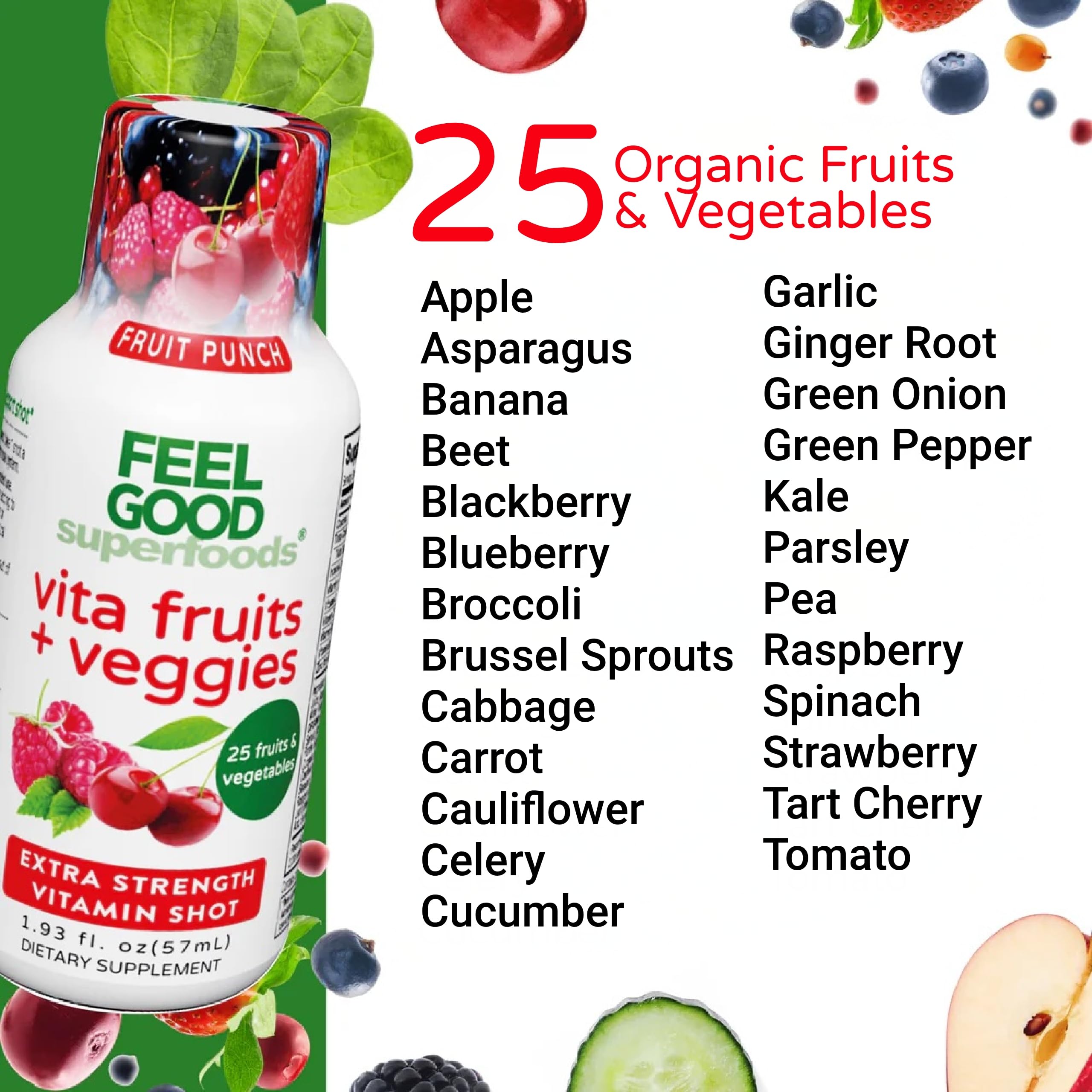 FeelGood Superfoods: imagen de goteo suave, Fruta Punch, para consumo rápido.
