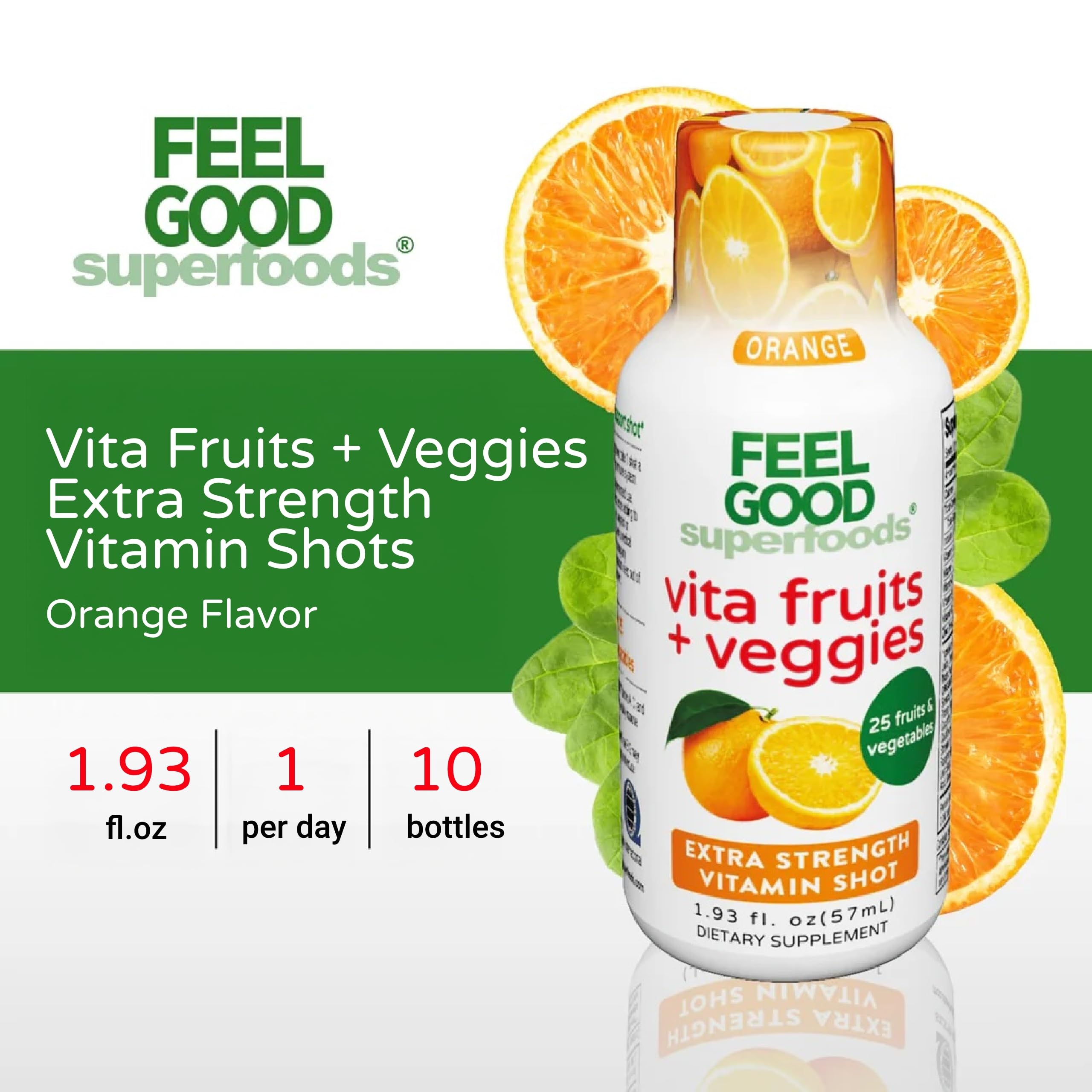 FeelGood Superfoods Shot Naranja contenido listo para consumir.
