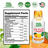 FeelGood Superfoods Shot Naranja etiqueta clara y atractiva.
