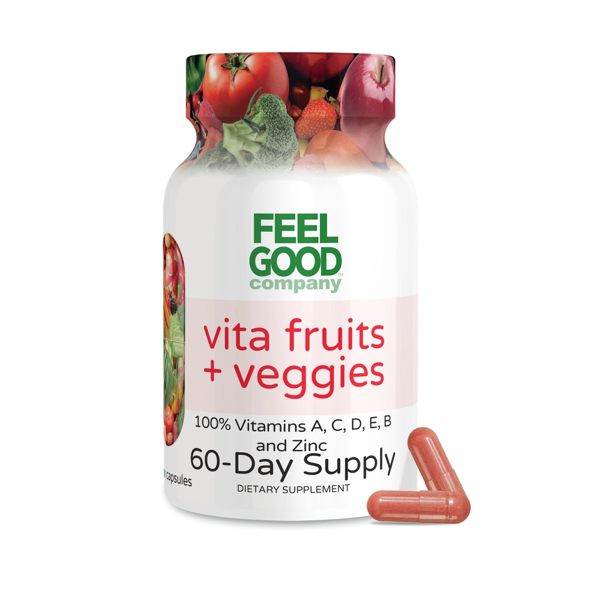FeelGood Vita Fruits y Veggies envase práctico para toma diaria de cápsulas