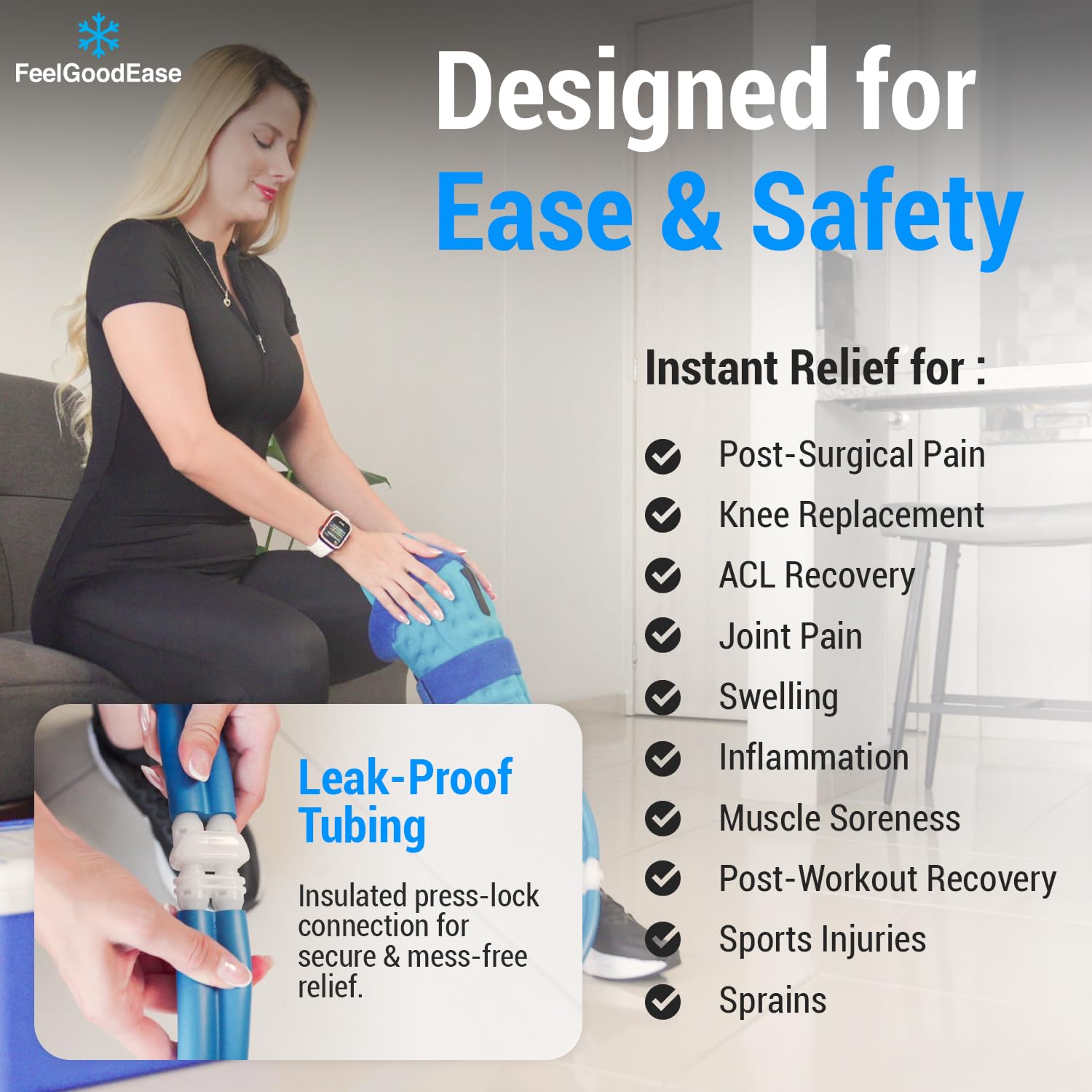 FeelGoodEase funda de rodilla ajustable y cintas elásticas