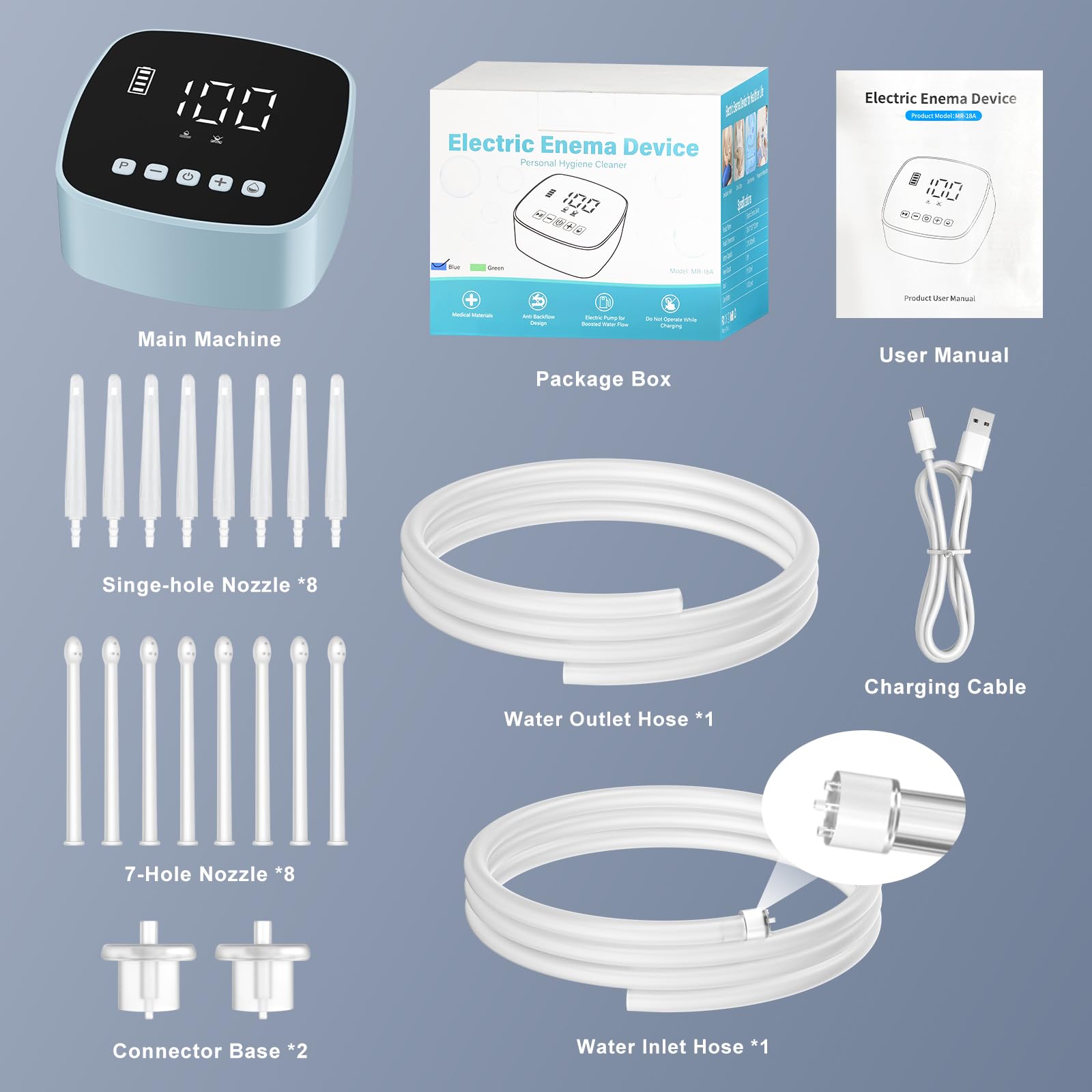 Feiorn enema kit diseño ergonómico para uso cómodo y seguro