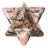 Piedra Fekuar Rhodonita Merkaba Estrella 8 Puntas Mini para meditaciones y enfoque.
