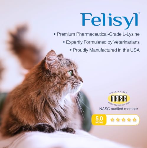 Felisyl Lisina Gel, aplicación-en-plato, se añade a la comida del gato.