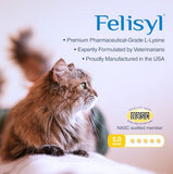 Felisyl Lisina Gel, aplicación-en-plato, se añade a la comida del gato.