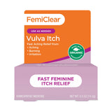 FemiClear relieve prurito externo con tubo de 0,5oz para alivio cómodo.