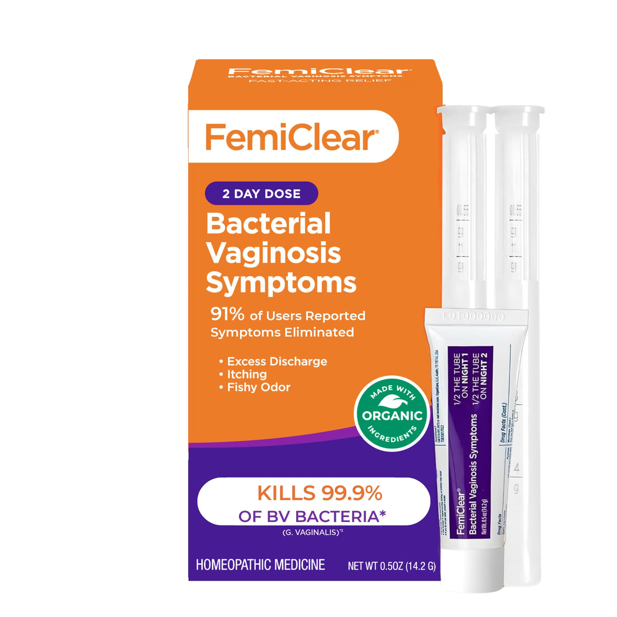 FemiClear ungüento en botella para alivio rápido y comodidad.