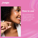 Femigist Hersutism: ingredientes clave visibles, como menta y saw palmetto.