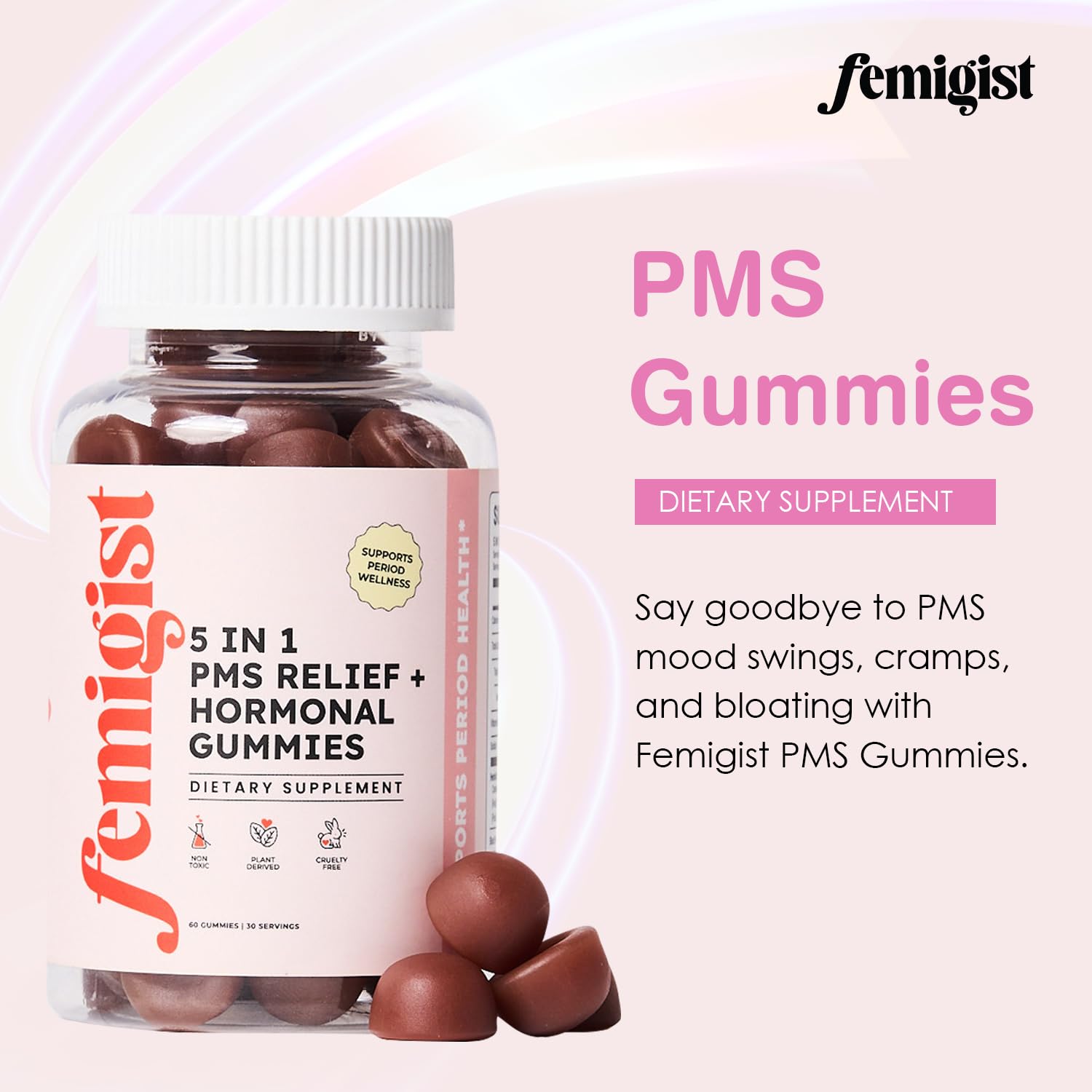 Detalle de chasteberry en Femigist PMS Gummies para equilibrio hormonal.