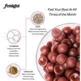 Etiqueta de Femigist PMS Gummies con beneficios para el bienestar.