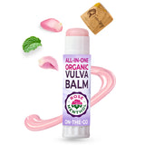 Femissy bálsamo vulva rosa-mentol, envase portátil para uso diario y cómodo.