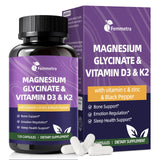 Femmetra Magnesium Glycinato 600 mg en botella, soporte óseo y energía diaria.