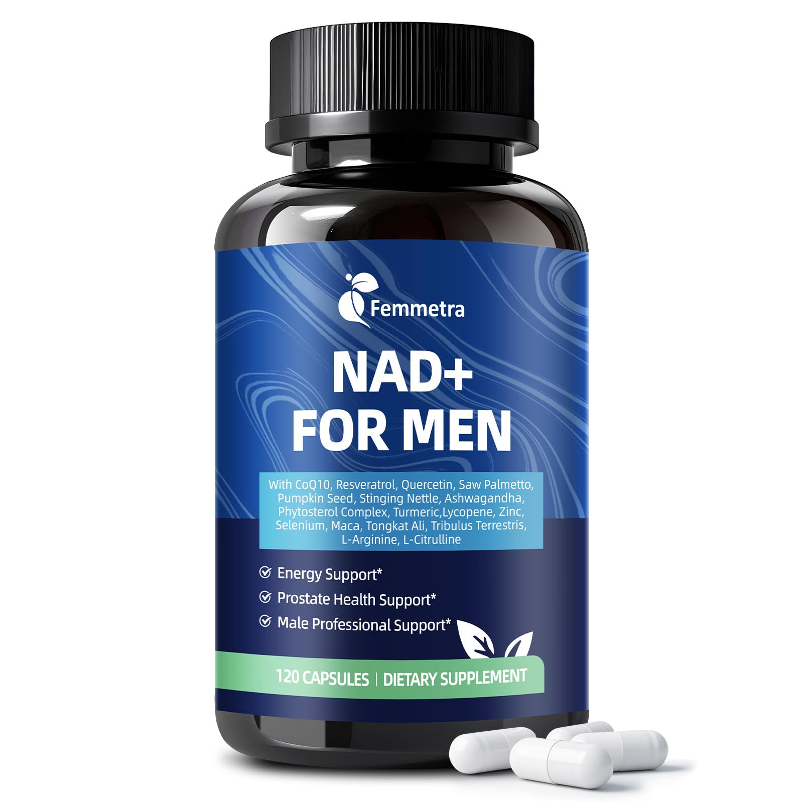 Femmetra NAD+ energía: cápsulas para mayor claridad y vitalidad.