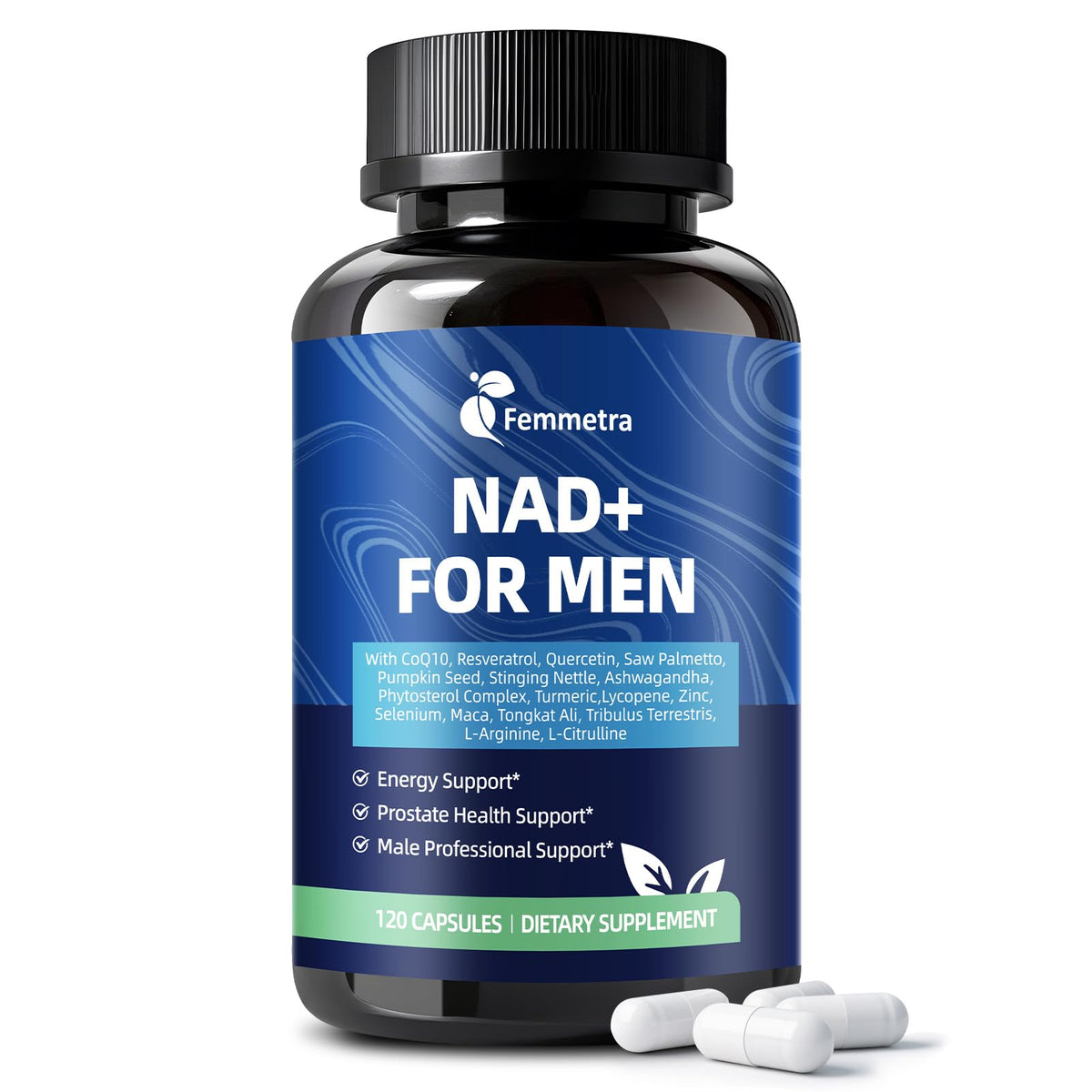 Femmetra NAD+ energía: cápsulas para mayor claridad y vitalidad.