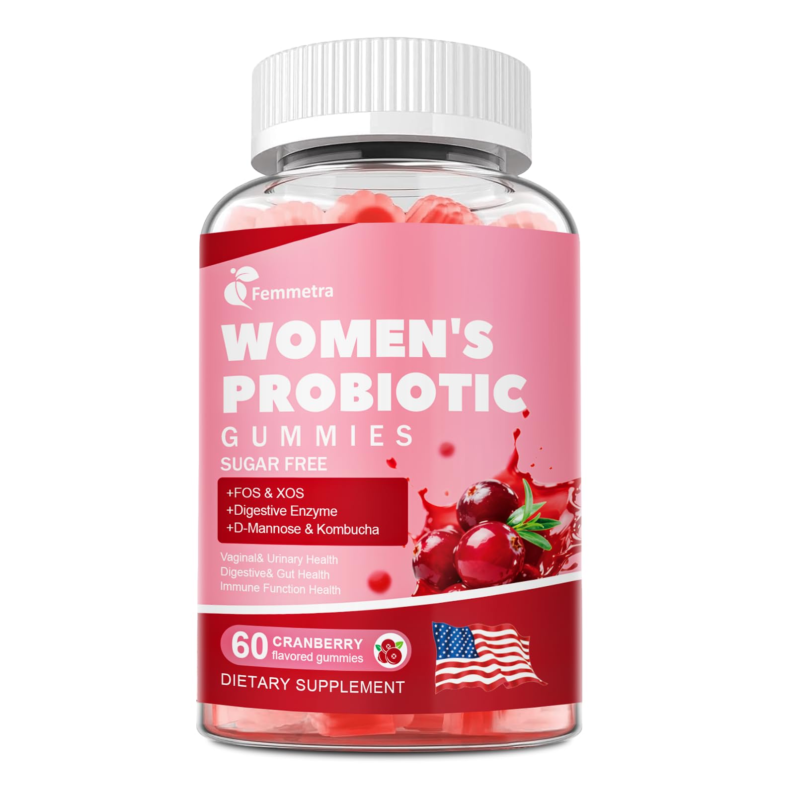 Femmetra Probiotics para mujeres, botella visible para uso diario y conveniencia.