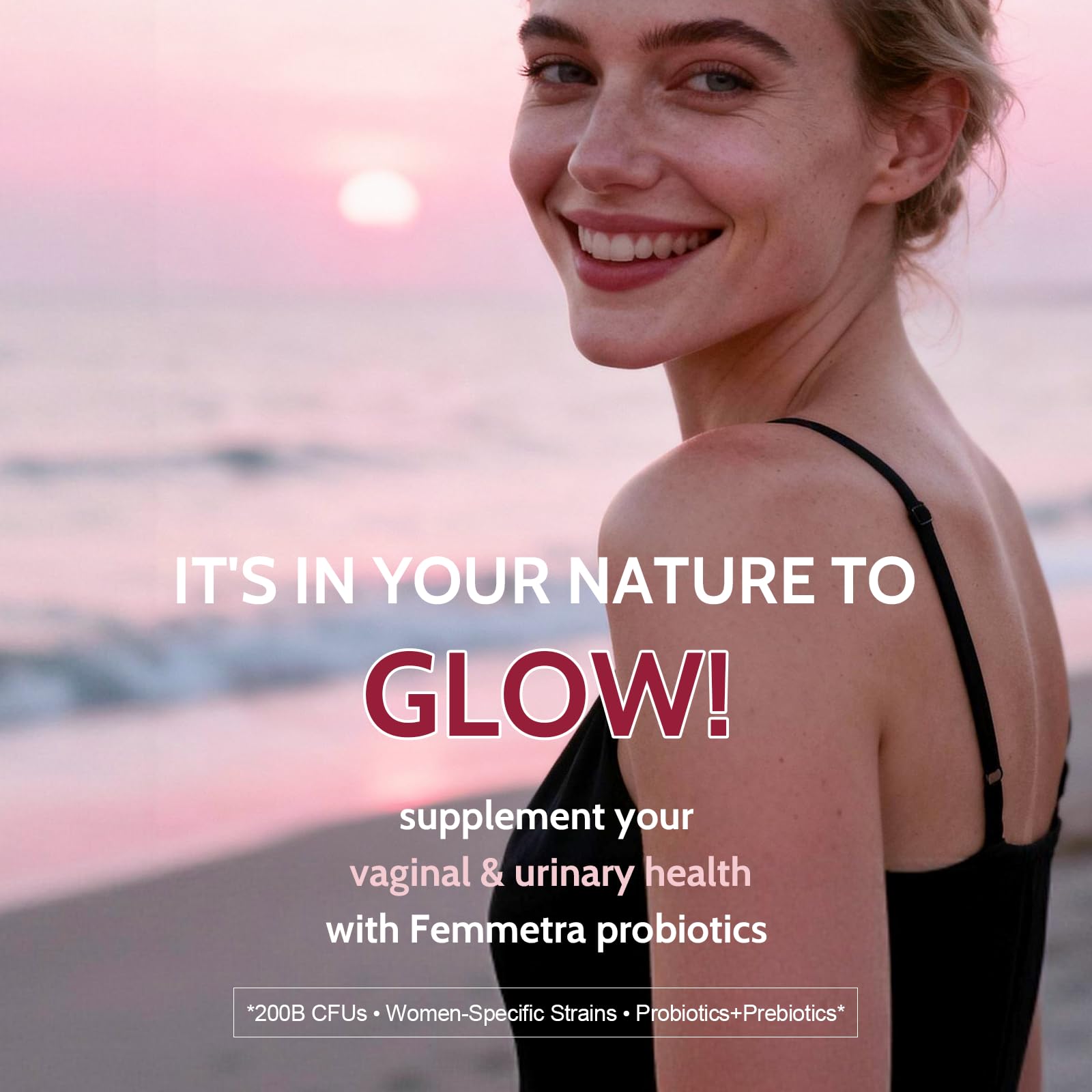 Femmetra Probiotics mezcla de cepas y enzimas para digestión suave.
