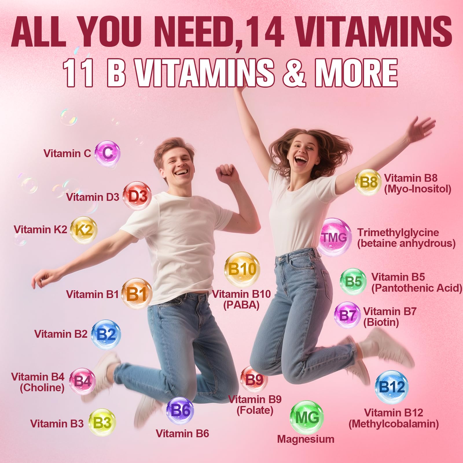 Femmetra Ultra B Complex, etiqueta del producto destacando vitaminas clave.