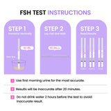 Mujer usando Femometer FSH en casa para obtener información simple