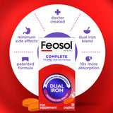 Feosol Bifera: detalle de la textura suave del comprimido recubierto