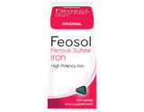 Feosol Original con vista frontal de la botella, opción conveniente para dosis diarias de hierro