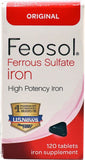 Feosol Tabletas de sulfato ferroso, frasco, apoyo diario de hierro para energía.