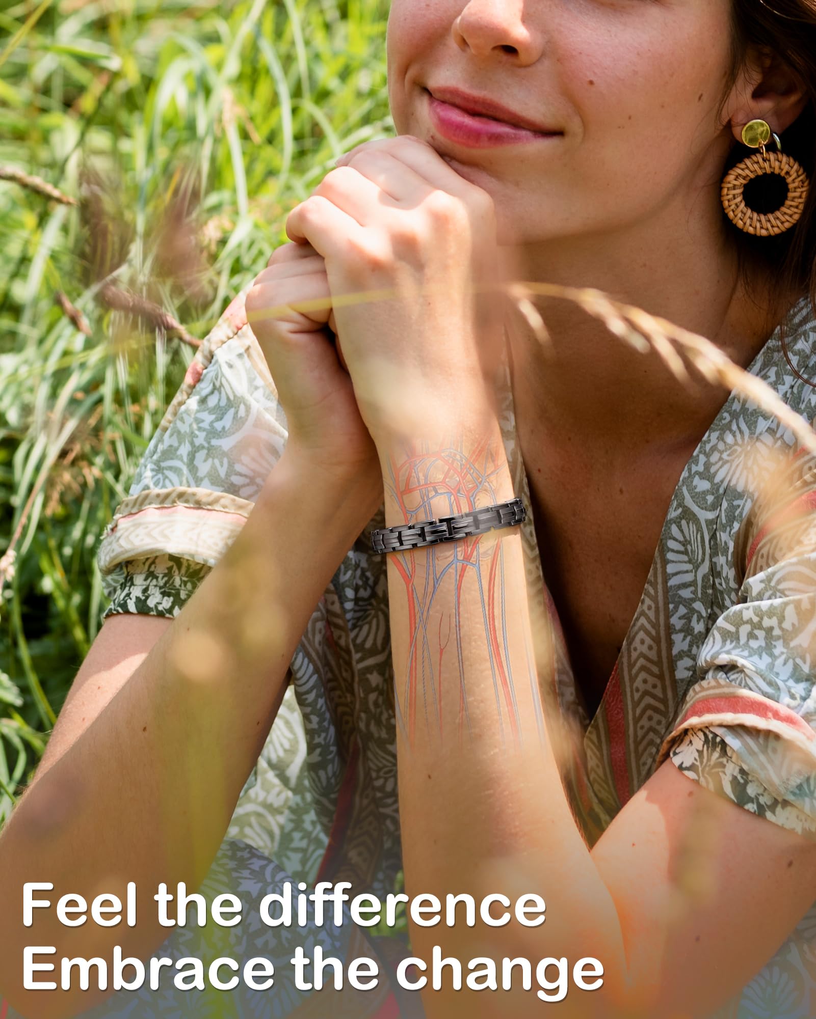 Acero inoxidable premium Feraco pulsera magnética de aspecto moderno y duradero