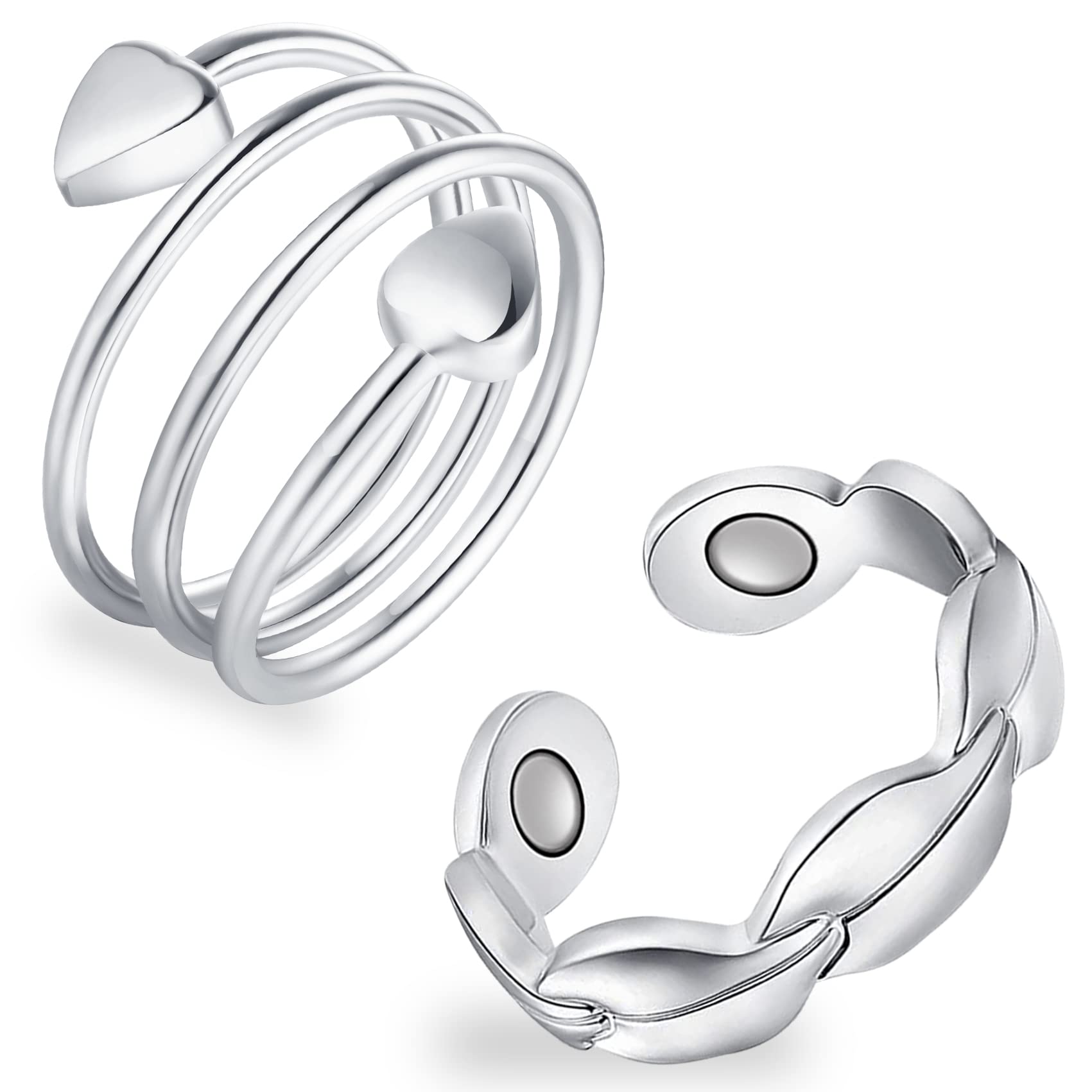 Feraco anillo magnético de cobre para mujer, corazón, uso diario elegante.