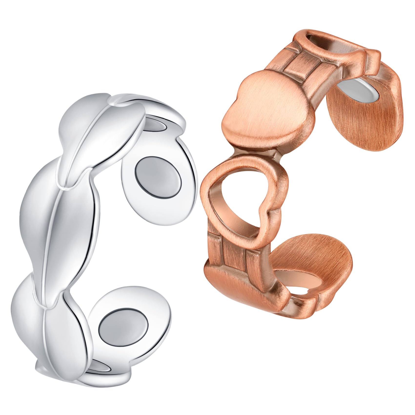 Anillos Feraco de cobre doble con diseño de corazón, confort diario y estilo discreto.