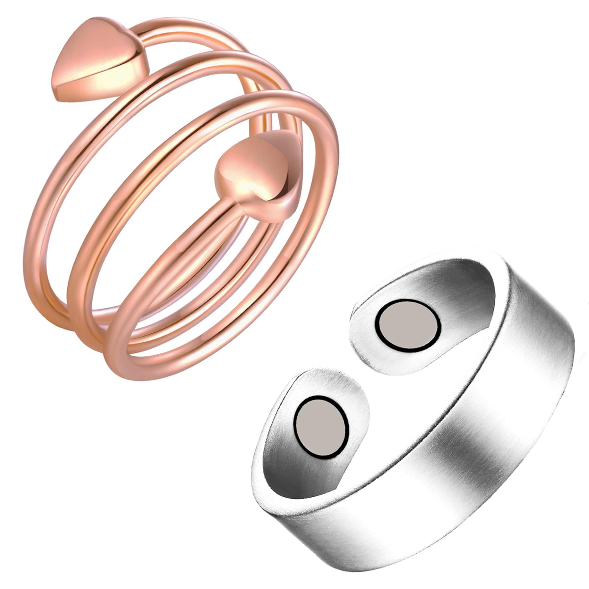 Feraco anillo magnético de cobre para mujer, enfoque en muñeca, estilo discreto para uso diario.
