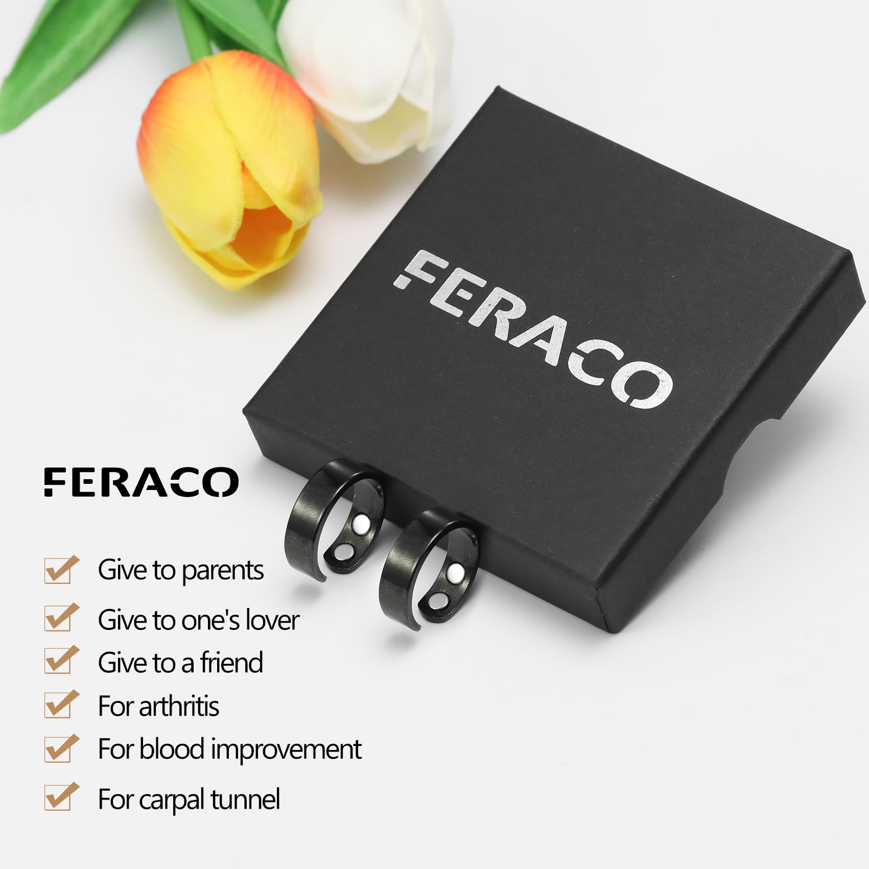 Feraco anillos magnéticos de cobre para mujeres, complemento diario y elegante.