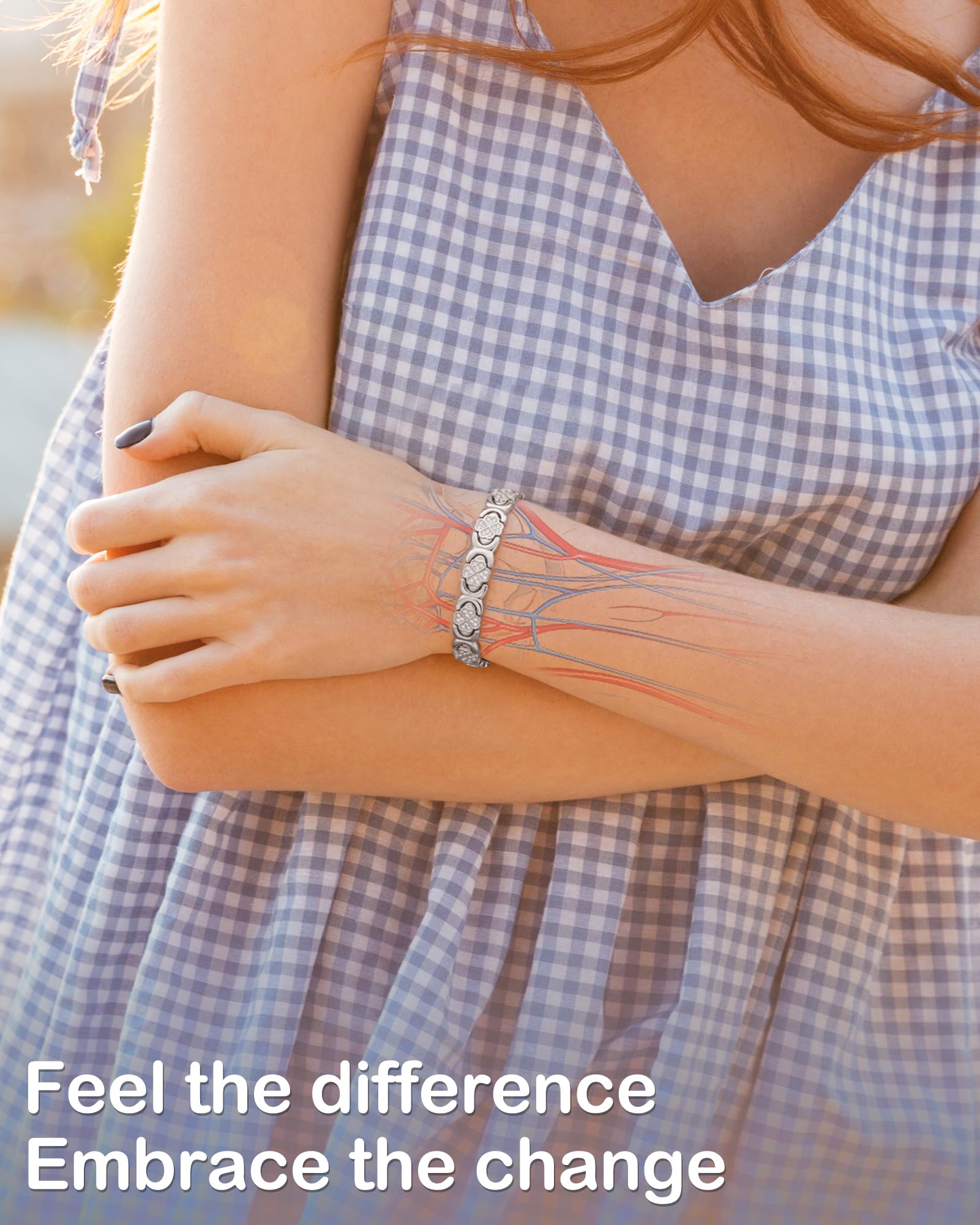 Pulsera Feraco con imanes 3800 gauss para una experiencia magnética suave.