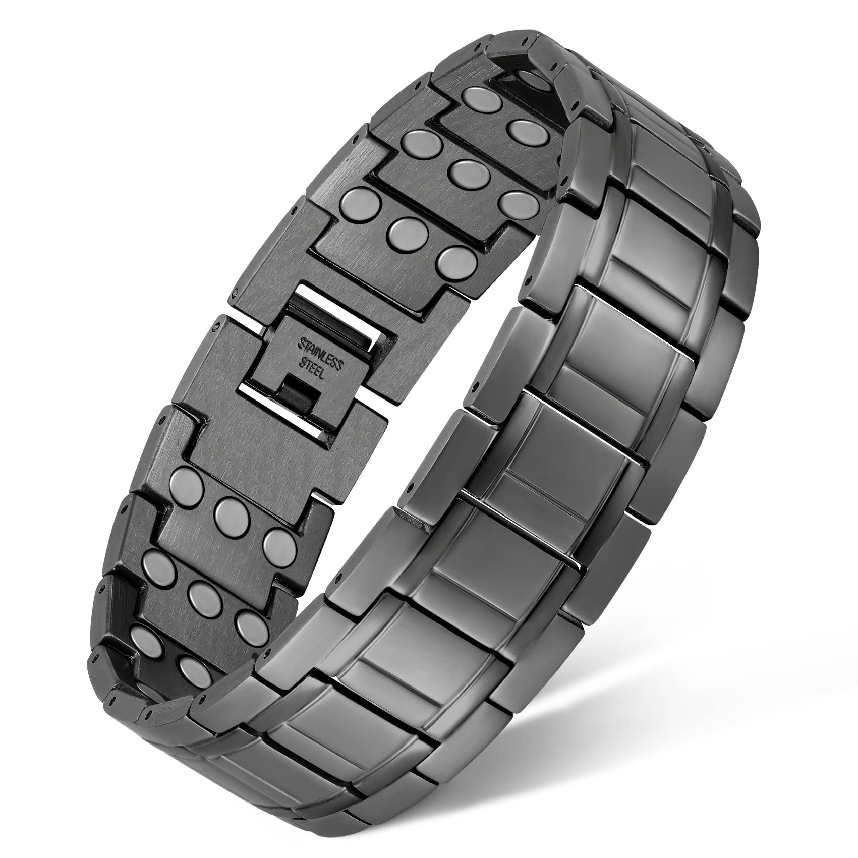 Feraco pulsera magnética 3 filas en titanio, ligero y duradera para uso diario