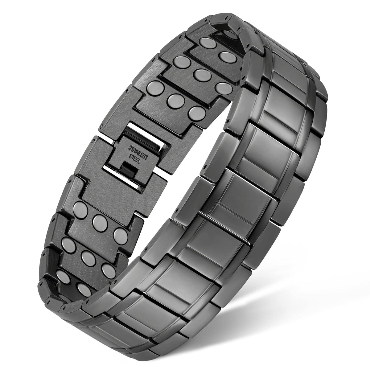 Feraco pulsera magnética 3 filas en titanio, ligero y duradera para uso diario