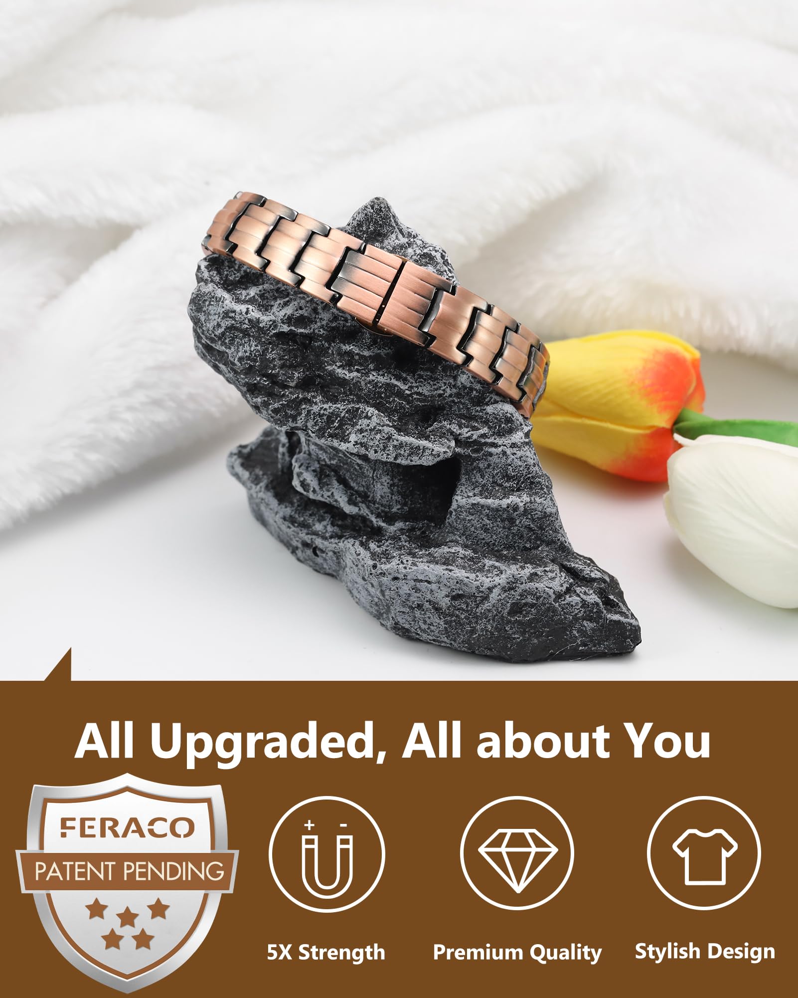 Feraco brazalete ajustable con herramienta para talla rápida y cómoda.