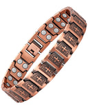 Feraco brazalete cobre cruz, frente, estilo diario y energía equilibrada.