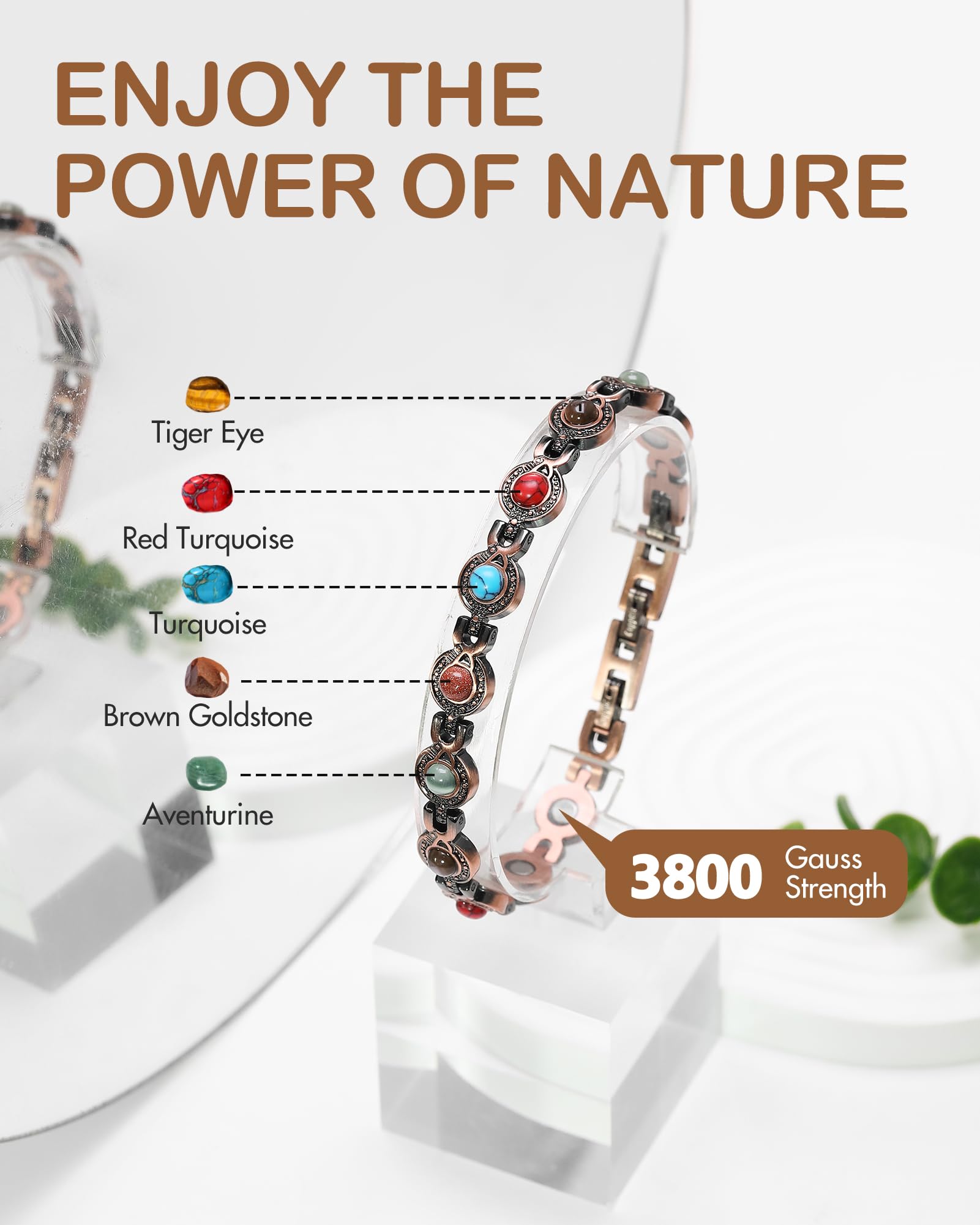 Pulsera magnetico Feraco 3800 gauss aporta estilo y confort.
