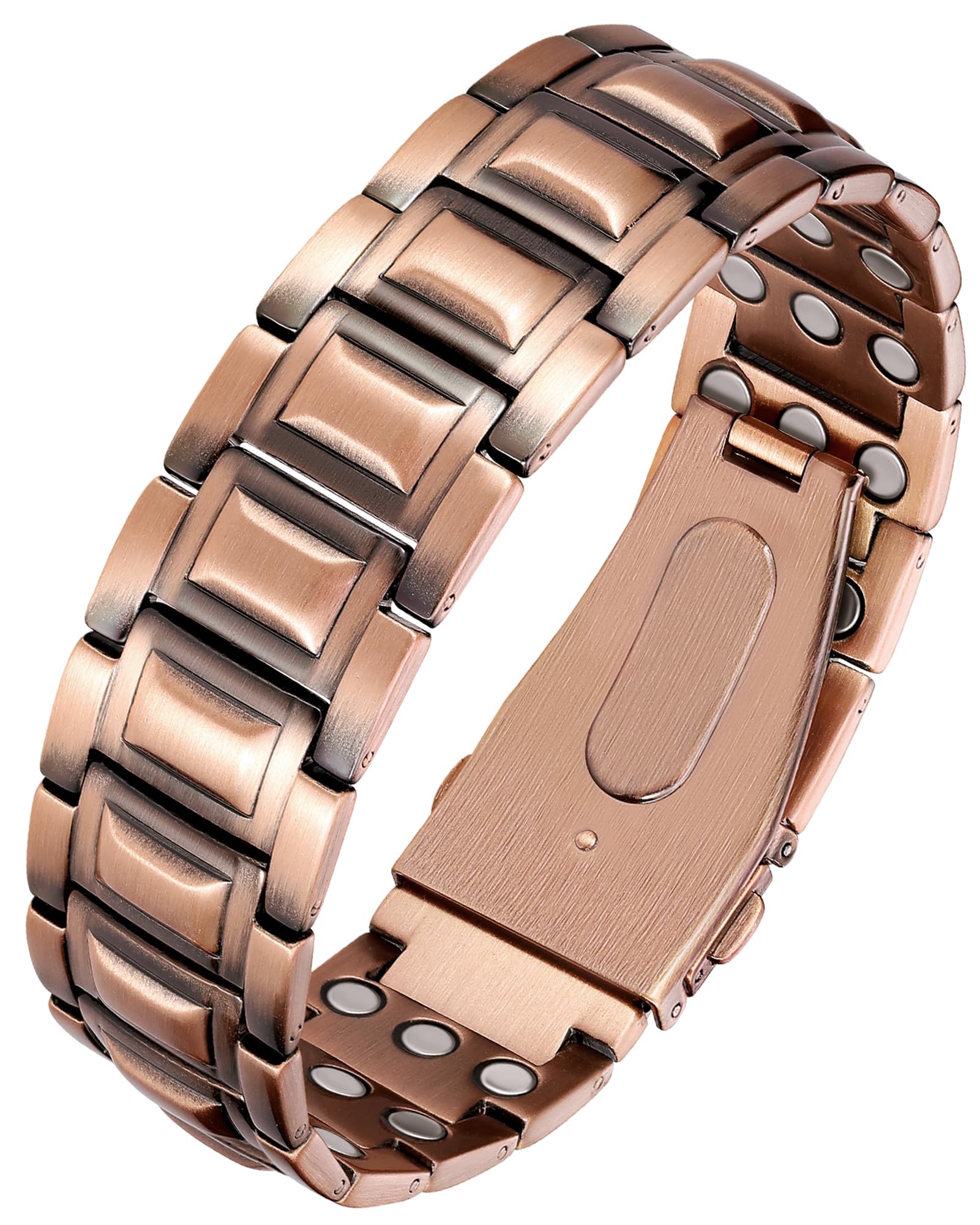 Feraco brazalete de cobre puro, tres filas, cómodo y duradero para uso diario.