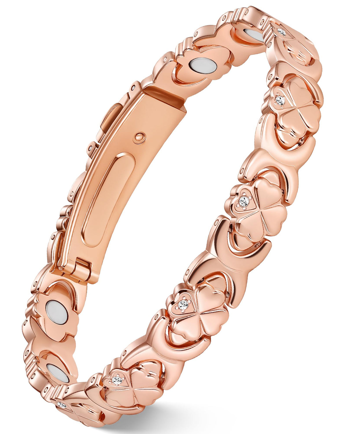 Brazalete Feraco de cobre puro con infinito y trebol, ideal para uso diario