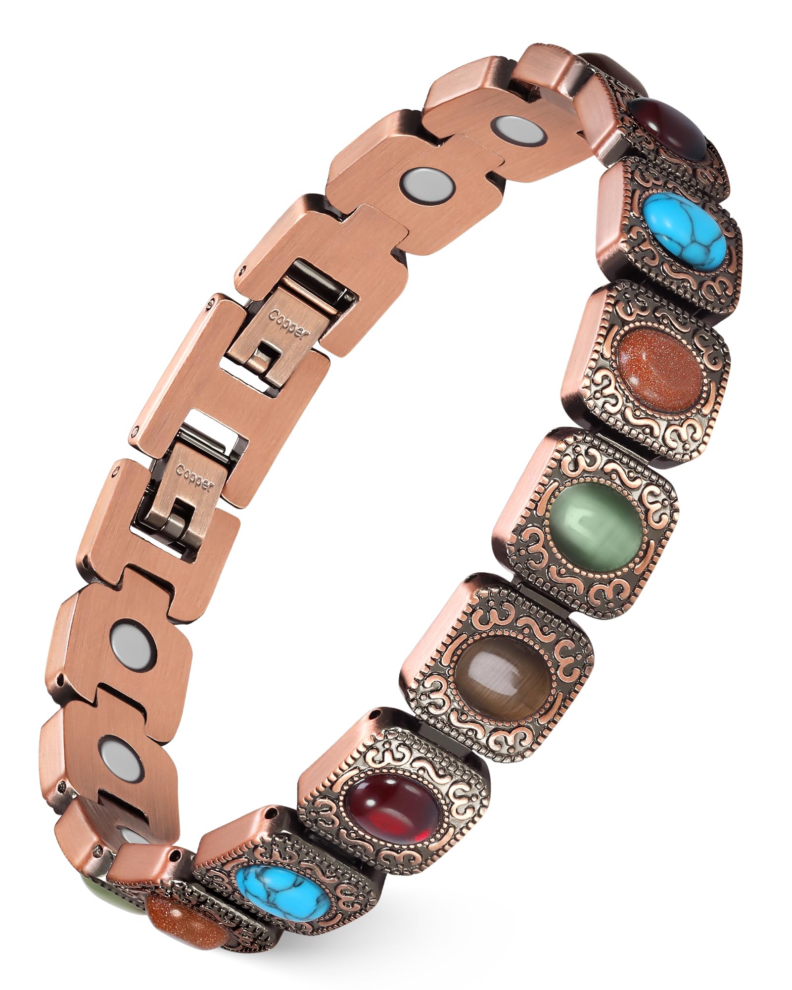 Brazalete Feraco con imán infinito y turquesa para estilo y bienestar.