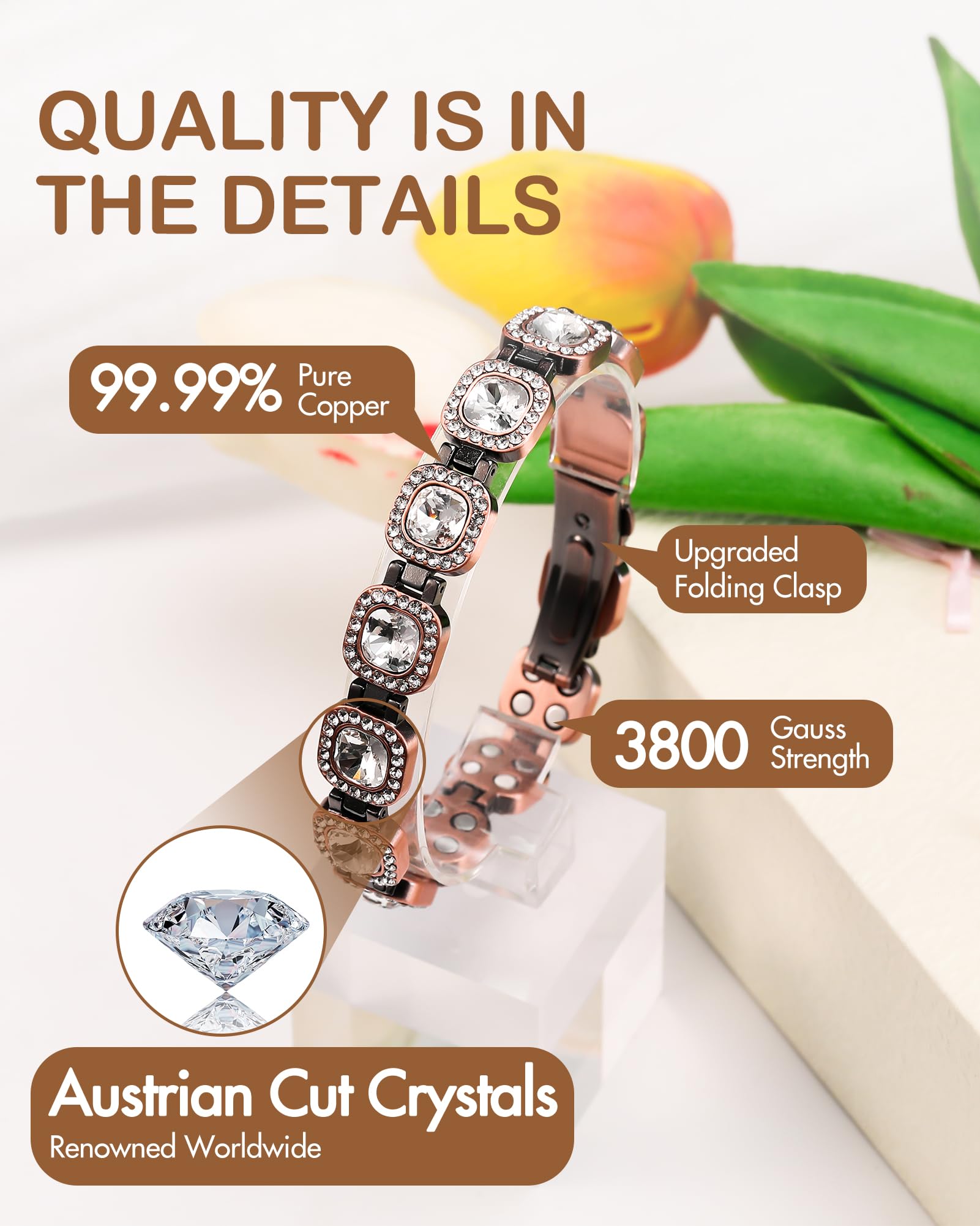 Feraco brazalete con imanes de neodimio 3800 gauss, potente.
