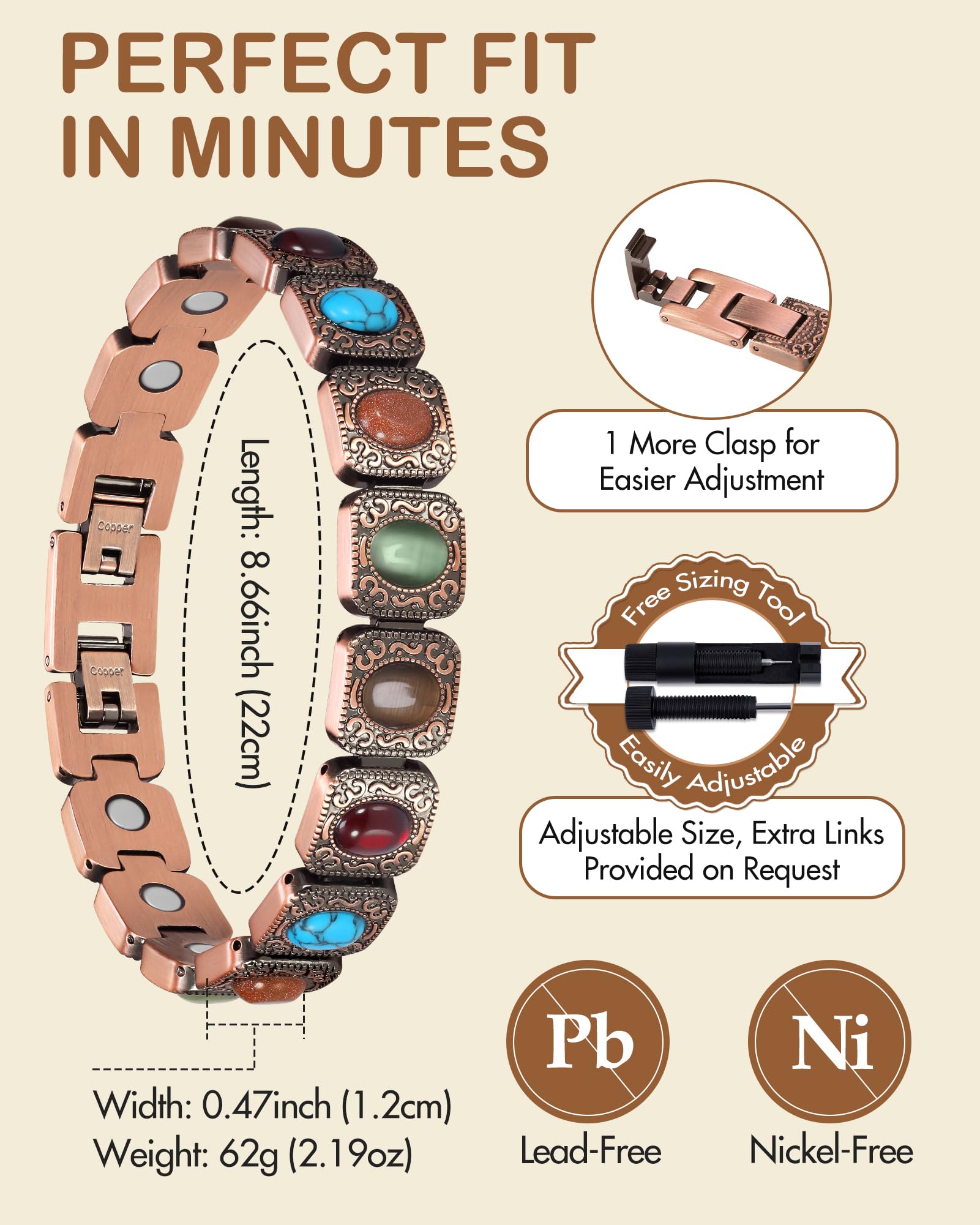 Brazalete ligero y resistente al agua, apto para todo el día.